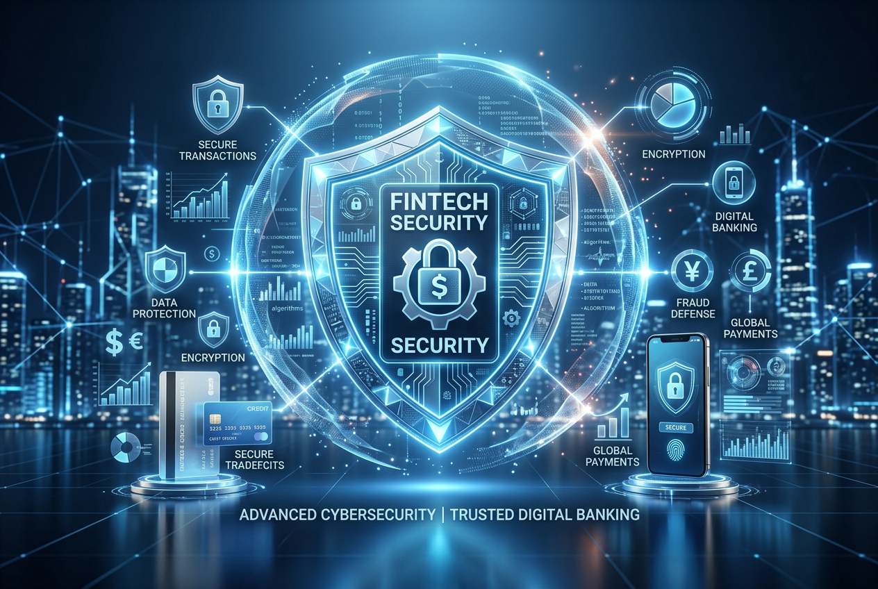 Futurystyczna tarcza bezpieczeństwa z elementami fintech
